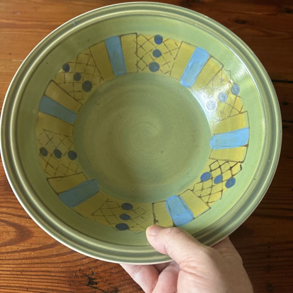 Noritake Sharlene 4104 Hand Painted Serving Bowl Green Blue